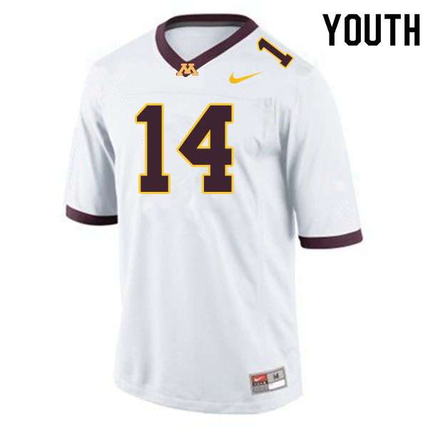 Youth #14 Braelen Oliver Minnesota Golden Gophers College Football Jerseys Sale-White - Click Image to Close